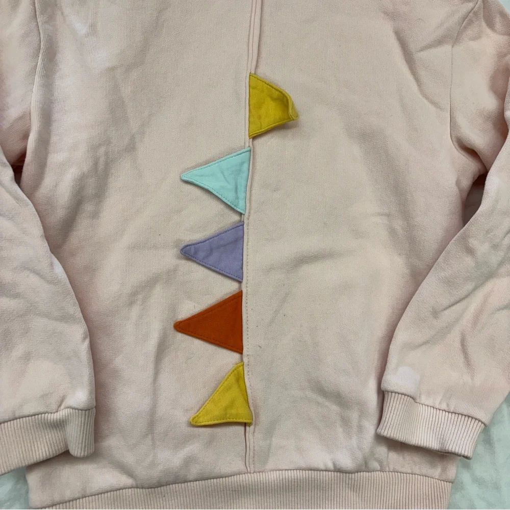 Next UK Brand Kids Girls Pink Dino Hoodie Zip Up‎ Sweater Size 5-6 VGUC